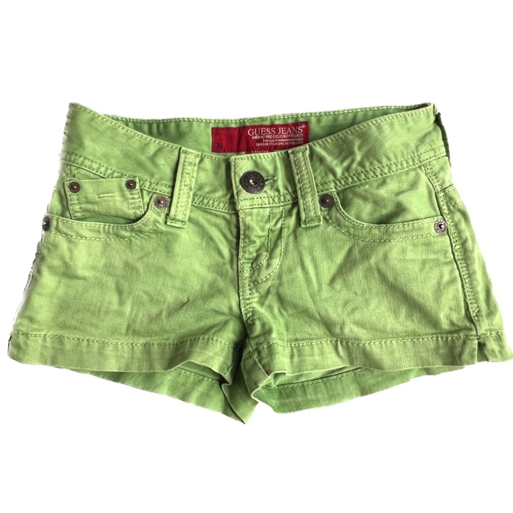 Y2k Guess Shorts Low Rise Denim Micro Size 24 5 Pocket 99% Cotton 1 1/2" Inseam